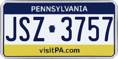 PA license plate JSZ3757