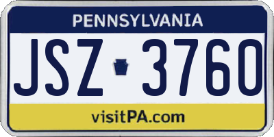 PA license plate JSZ3760