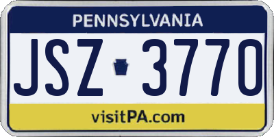 PA license plate JSZ3770