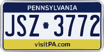 PA license plate JSZ3772