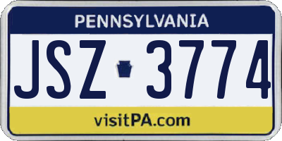 PA license plate JSZ3774