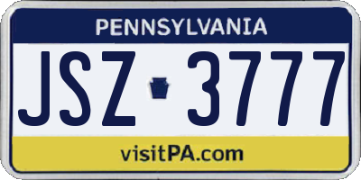PA license plate JSZ3777