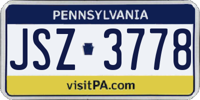 PA license plate JSZ3778