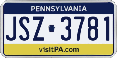 PA license plate JSZ3781