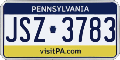 PA license plate JSZ3783