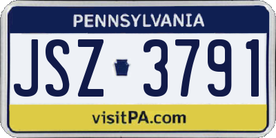 PA license plate JSZ3791