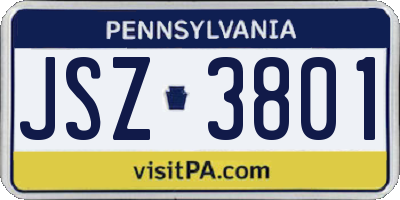 PA license plate JSZ3801
