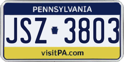 PA license plate JSZ3803