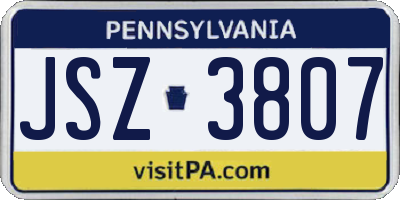 PA license plate JSZ3807