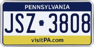 PA license plate JSZ3808
