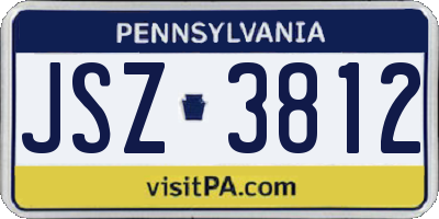 PA license plate JSZ3812