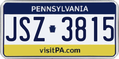 PA license plate JSZ3815