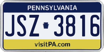 PA license plate JSZ3816