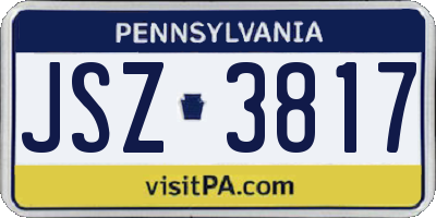 PA license plate JSZ3817