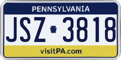 PA license plate JSZ3818