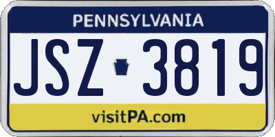 PA license plate JSZ3819