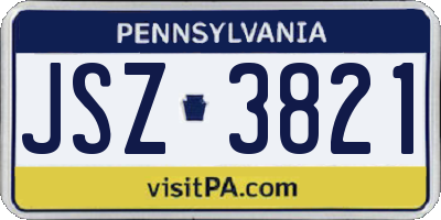 PA license plate JSZ3821