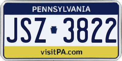 PA license plate JSZ3822