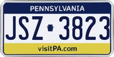 PA license plate JSZ3823