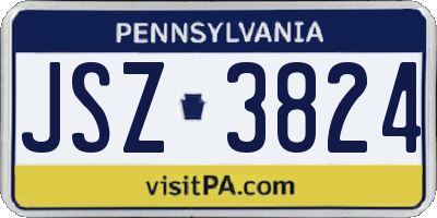 PA license plate JSZ3824