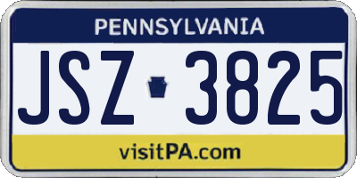 PA license plate JSZ3825