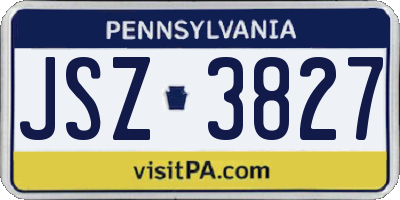 PA license plate JSZ3827