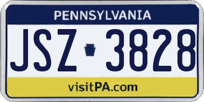 PA license plate JSZ3828