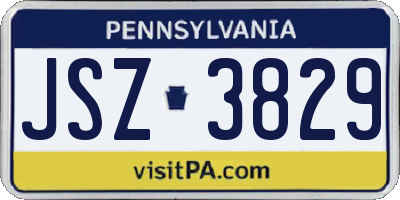 PA license plate JSZ3829
