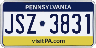 PA license plate JSZ3831