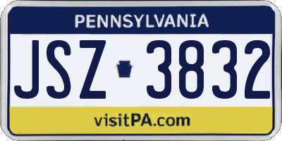 PA license plate JSZ3832