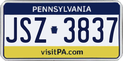 PA license plate JSZ3837