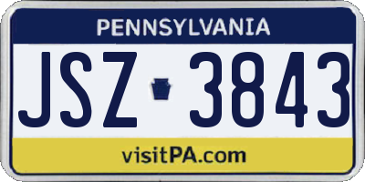 PA license plate JSZ3843