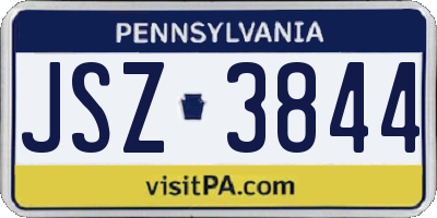 PA license plate JSZ3844