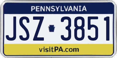 PA license plate JSZ3851