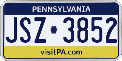 PA license plate JSZ3852