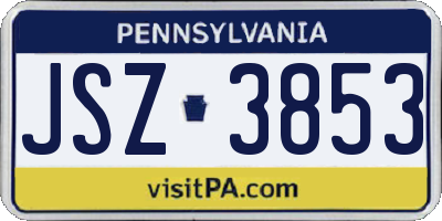 PA license plate JSZ3853