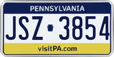 PA license plate JSZ3854