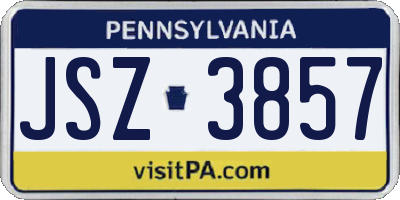 PA license plate JSZ3857