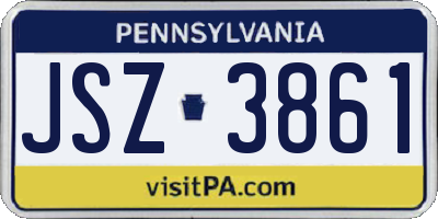 PA license plate JSZ3861