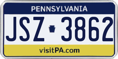 PA license plate JSZ3862