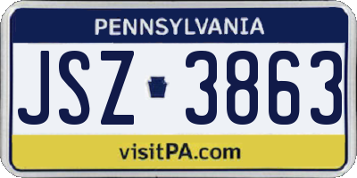 PA license plate JSZ3863