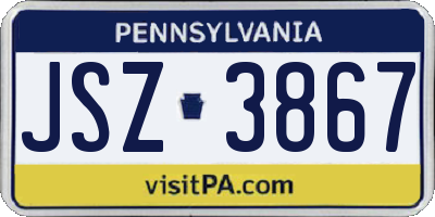 PA license plate JSZ3867