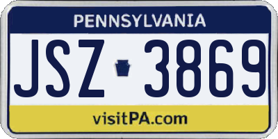 PA license plate JSZ3869