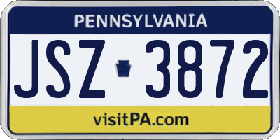 PA license plate JSZ3872