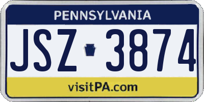PA license plate JSZ3874