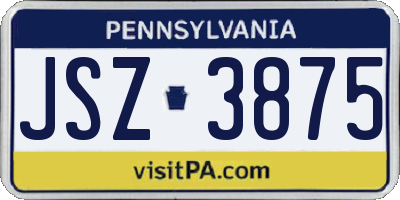 PA license plate JSZ3875