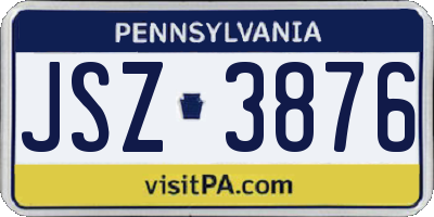 PA license plate JSZ3876
