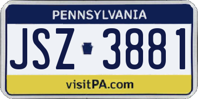 PA license plate JSZ3881
