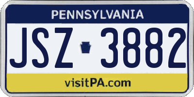 PA license plate JSZ3882