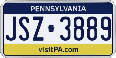 PA license plate JSZ3889